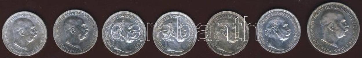 1916. 1K Ag (4x) + Ausztria 1912. 1K Ag (1x) + 1915. 1K Ag (1x) + 1912. 2K Ag (1x) T:1,1/2,2