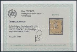 2kr II. sárga "UNG. AL(TEN)BURG" Certificate: Steiner 2kr II. yellow "UNG. AL(TEN)BUR...