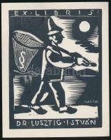 Vadász Endre (1901-1944): Ex libris Dr Lusztig István, fametszet, papír, 10×7,5 cm