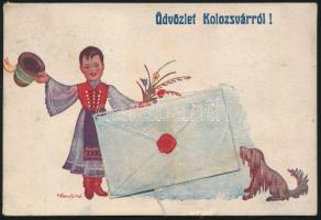 Kolozsvár, Cluj; népviseletes leporellolap / folklore leporellocard s: Klaudinyi (EK)