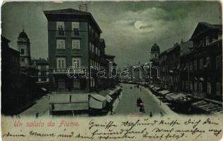 1897 (Vorläufer!) Fiume, Corso at night