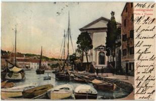 Veli Losinj, Lussingrande; Porto e Duomo / port, boats, dome