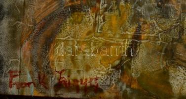 Frank jelzéssel: Női fej. Vegyes technika, karton, keretben, 28×17 cm