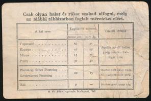 1941 Halászjegy 5P benyomott illetékkel (gyűrött)