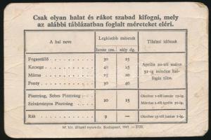 1942 Halászjegy 5P benyomott illetékkel (gyűrött)