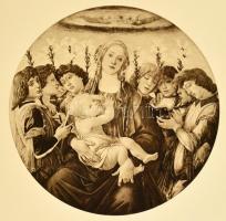 cca 1900 Botticelli: Madonna éneklő angyalokkal, heliogravűr, papír, jelzett, 33×32,5 cm