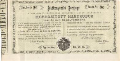 1878. Hódmezővásárhely "Jótékonycélú" sorsjegy T:I-