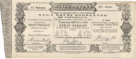 1871. Debrecen "Jótékonycélú" sorsjegy T:I-