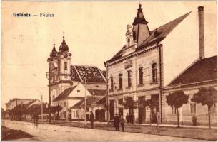 Galánta, Fő utca, templom, takarékpénztár / main street, church, savings bank