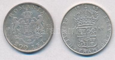 Vegyes: Románia 1942. 200L Ag + Svédország 1963. 1K Ag T:2,2-
Mixed: Romania 1942. 200 Lei Ag + Swe...