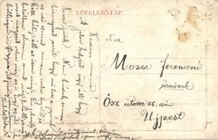 Huszt, Chust; várrom, tér, üzlet. W.L. Bp. 6083. Boross György fűszerkereskedő kiadása / castle ruin...