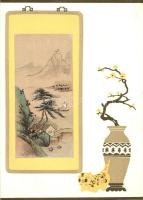 3 db MODERN kínai díszes üdvözlőlap / 3 modern Chinese decorated greeting cards