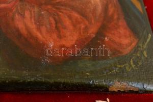 cca 1860 Jelzés nélkül: Keresztet cipelő Krisztus. Olaj, fa tábla, apró festék lepattanásokkal,  22,...