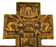 cca 1900 orosz bronz kereszt, cirill feliratokkal, apró hibával, 22×14 cm