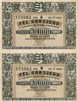 1949. "Lottó" fél sorsjegy a "XI. Újjáépítési Állami Sorsjátékra" függőleges párban!