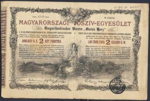 1888. "Magyarországi Jószív Egyesület" sorsjegye 2Ft-ról két klf színben, az egyik bélyegzővel