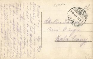 ~1916 Budapest V. Erzsébet híd pesti hídfő a Belvárosi Nagyboldogasszony Főplébánia templommal, phot...