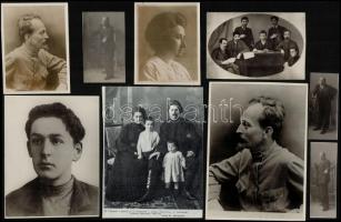 Vegyes fotó és újságkivágás tétel, közte neves személyek, pl. Rosa Luxemburg, 18 db, 9,5x3 és 23x17 cm