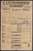 1944. "M.Kir.Postatakarékpénztár" zálogjegye