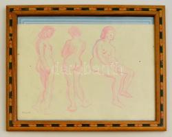 Istokovits jelzéssel: Női akt vázlatok. Ceruza,papír, üvegezett keretben, 20×29 cm
