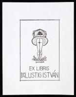 Schorr Tibor (?-?):Erotikus ex libris, Dr. Lustig István. Klisé, papír, jelzett a klisén, 5,5×4 cm