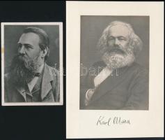 Életképek az 1917-es októberi szocialista forradalomból, illetve képek Karl Marxról, 9 db utólagosan...