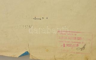 cca 1926 Albion Type 24 szállító furgon tervrajza, cianotípia, a hátoldalán pecséttel, hajtásnyomokk...