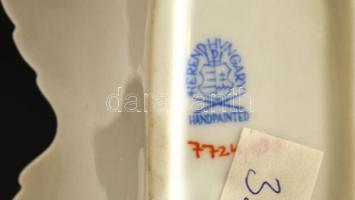 Herendi Viktória mintás leveles tálka, kézzel festett, jelzett, hibátlan, 15,5×8×4 cm