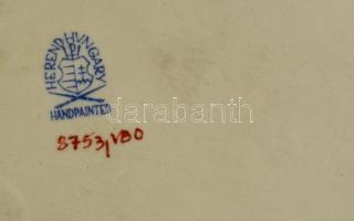 Herendi Viktória mintás porcelán tálka, kézzel festett, jelzett, hibátlan, 9,5×9,5 cm