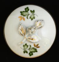 Holloházi Erika mintás ékszertartó dobozka, matricás, jelzett, hibátlan, d:7 cm, m:5 cm