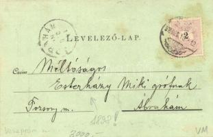 1898 Pápa, Honvéd szobor, Római katolikus templom, Református iskola, színház, floral, Art Nouveau. ...