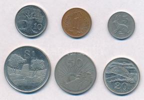 Zimbabwe 1980-1996. 1c-1$ (6xklf) T:2 Zimbabwe 1980-1996. 1 Cent - 1 Dollar (6xdiff) C:XF