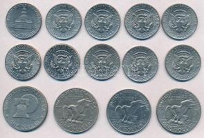 Amerikai Egyesült Államok 1971-1986. 1/2$ Cu-Ni "Kennedy" (10xklf) + 1971-1976. 1$ Cu-Ni &...