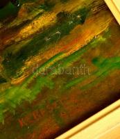 Keresztury jelzéssel: Erdőben 1985, olaj, farost, keretben, 37×56,5 cm