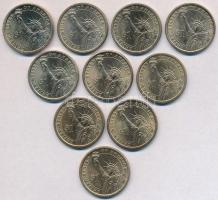 Amerikai Egyesült Államok 2007-2011. 1$ (10xklf) "Elnökök" sorozat T:1-,2 ph.
USA 2007-20...