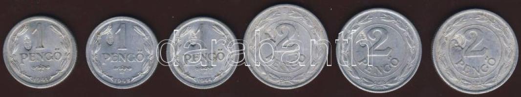 1941-44. 1P (3x) + 2P (3x) címeres ellenjeggyel T:2,3