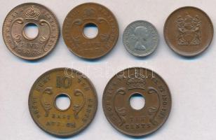 Kelet-Afrika 1936-1964. 5c-10c (4xklf) + Rhodézia és Nyasaland 1964. 3p Cu-Ni + Rhodézia 1972. 1c Br...