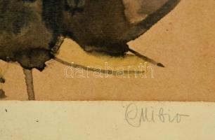 Olvashatatlan jelzéssel: Keleti zarándok, akvarell, papír, paszpartuban, 20×39 cm