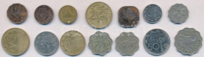 Lesotho / Namíbia / Szváziföld 14db klf érme T:2,2- Lesotho / Namibia / Svaziland 14pcs of diff coins C:XF,VF
