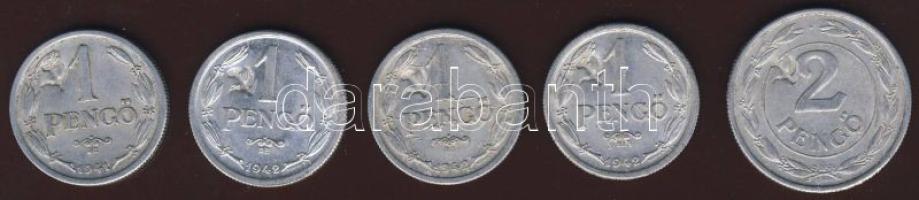 1941-42. 1P (4x) + 2P (1x) sarló-kalapács ellenjeggyel T:2,3