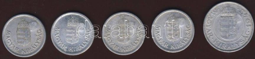 1941-42. 1P (4x) + 2P (1x) sarló-kalapács ellenjeggyel T:2,3