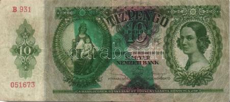 1930-41. 10P, 20P, 50P, 100P zöld nyilaskeresztes felülbélyegzéssel T:II,II-