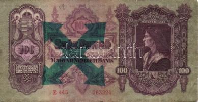 1930-41. 10P, 20P, 50P, 100P zöld nyilaskeresztes felülbélyegzéssel T:II,II-