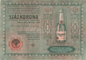 1913. 100K dekoratív bankjegyszerű pezsgőreklám imitációja T:II