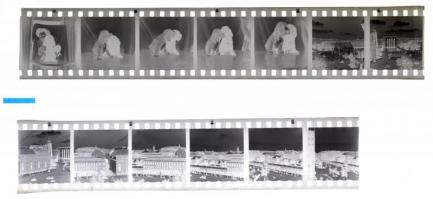 cca 1952 Budapest, Deák tér és Tolbuhin körút egy része, nyolc felvételből panorámakép szerűen összeilleszthető sorozat, 8 db szabadon felhasználható vintage negatív, 24x24 mm