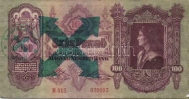 1930-41. 10P, 20P, 50P, 100P zöld nyilaskeresztes felülbélyegzéssel + bélyegzővel T:II,II/III