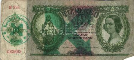 1930-41. 10P, 20P, 50P, 100P zöld nyilaskeresztes felülbélyegzéssel + bélyegzővel T:II,II/III