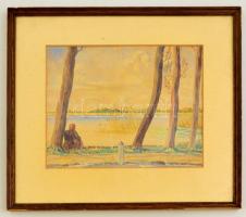 Zigler jelzéssel: Paulsdamm, Schwerin, Mai 1939, akvarell, papír, paszpartuban, üvegezett fa keretben, 21×26 cm