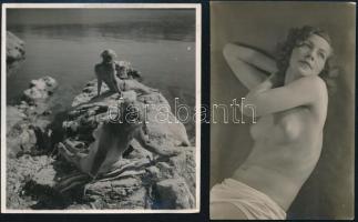 cca 1935 Dr. Csörgeő Tibor (1896-1968) budapesti fotóművész hagyatékából, 2 db jelzés nélküli vintage fotó, 9x6 cm és 8,5x8,5 cm