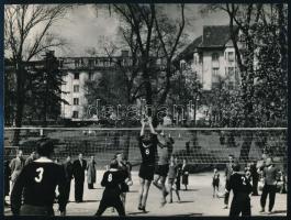 cca 1950 és 1960 Budapesti életképek, 5 db vintage fotó, három feliratozva, 24x32 cm és 20x25 cm köz...